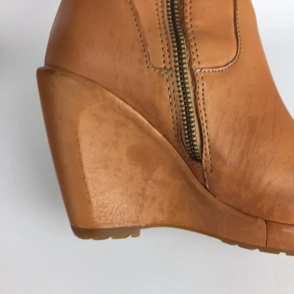 Kork Ease Adrianne Tan Leather Tall OTK Over the Knee Wedge Boot 6
